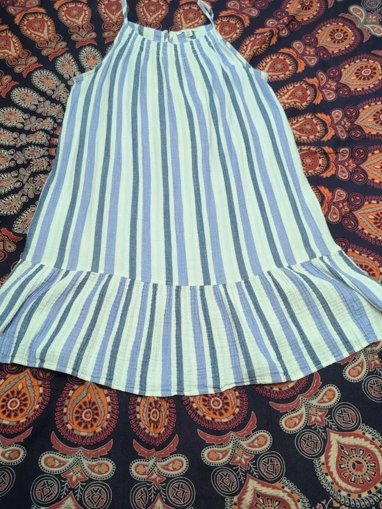 Beachlunchlounge Striped Cotton Dress Blue, White And Purple. - Picture 5 of 8